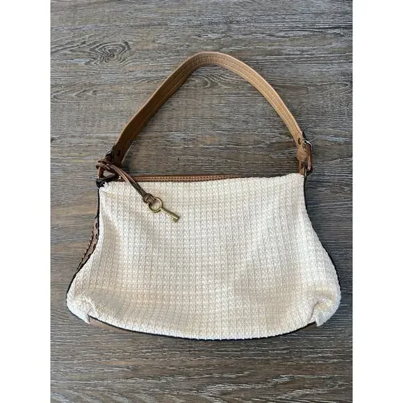 VTG Fossil 1954 Classic Bag Medium Size 9”x13” Zip Top Cream Color - Picture 8 of 13
